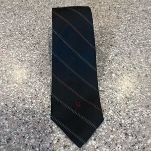 Christian Dior Men’s Black Red Blue White Striped Tie Classic Preppy Business
